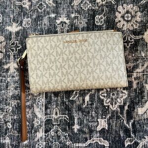 Michael Kors Beige Monogram Wristlet